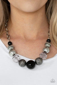 Paparazzi Sugar, Sugar - Black - Antiqued Silver, Glassy and Crystal Beads - Necklace and matching Earrings - Glitzygals5dollarbling Paparazzi Boutique 