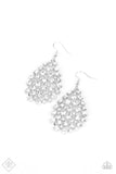 Paparazzi Start With A Bang - White - Rhinestones - Blinding Teardrop Earrings - Fashion Fix Exclusive February 2020 - Glitzygals5dollarbling Paparazzi Boutique 