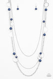 Paparazzi Beachside Babe - Blue - Silver Hoops - Silver Chain Necklace & Earrings - Glitzygals5dollarbling Paparazzi Boutique 