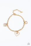 Paparazzi Hearts and Harps - Gold - Hearts and White Rhinestones - Bracelet - Glitzygals5dollarbling Paparazzi Boutique 