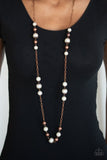 Paparazzi Wall Street Waltz - Copper - White Pearls Antiqued Beads - Necklace and matching Earrings - Glitzygals5dollarbling Paparazzi Boutique 