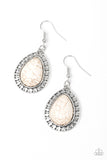 Paparazzi Sahara Serenity - White - Stone Teardrop Silver Earrings - Glitzygals5dollarbling Paparazzi Boutique 