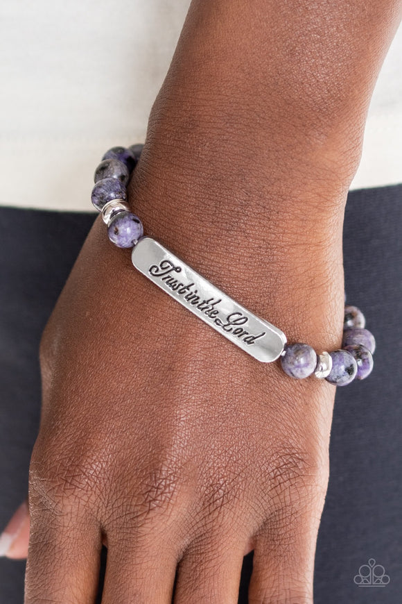 Paparazzi Keep the Trust Purple Inspirational Bracelet - Glitzygals5dollarbling Paparazzi Boutique 