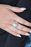 Paparazzi Glittering Go-Getter - White Pearly Bead - White Rhinestones - Ring - Life of the Party Exclusive August 2019 - Glitzygals5dollarbling Paparazzi Boutique 