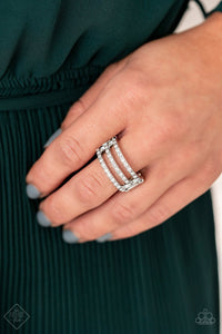 Paparazzi Seeking Shimmer White Rhinestones - Silver Ring - Fashion Fix Exclusive December 2019 - Glitzygals5dollarbling Paparazzi Boutique 