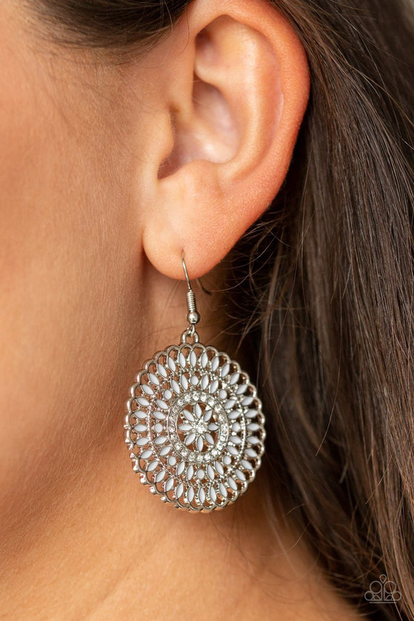Paparazzi PINWHEEL and Deal - Silver - White Rhinestones - Earrings - Glitzygals5dollarbling Paparazzi Boutique 