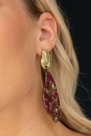 Paparazzi Fish Out of Water - Brass - Faux Marble Acrylic - Post Earrings - Glitzygals5dollarbling Paparazzi Boutique 