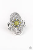 Paparazzi Solar Plexus - Green - Filigree Oval Silver Frame - Ring - Glitzygals5dollarbling Paparazzi Boutique 