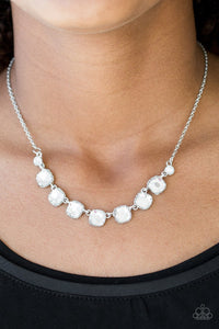 Paparazzi Deluxe Luxe - White Rhinestone - Silver Chain Necklace and matching Earrings - Glitzygals5dollarbling Paparazzi Boutique 