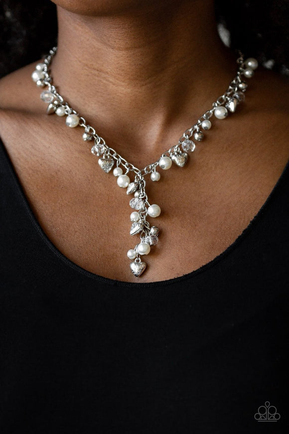 Paparazzi Vintage Heartthrob Silver Heart Necklace - Glitzygals5dollarbling Paparazzi Boutique 