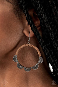 Paparazzi Tambourine Trend - Brown Earrings Fashion Fix Exclusive - Glitzygals5dollarbling Paparazzi Boutique 