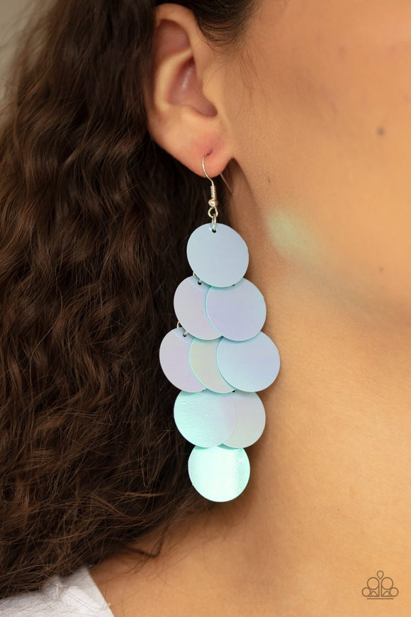 Paparazzi Earring ~ Mermaid Shimmer - Blue - Glitzygals5dollarbling Paparazzi Boutique 