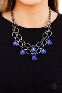 Paparazzi Show-Stopping Shimmer - Blue Gunmetal Black Exclusive Necklace - Glitzygals5dollarbling Paparazzi Boutique 
