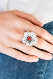 Boho Blossom - Red Ring - Paparazzi Accessories - Glitzygals5dollarbling Paparazzi Boutique 