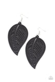 Paparazzi Amazon Zen - Black Leaf Wooden Earrings - Glitzygals5dollarbling Paparazzi Boutique 