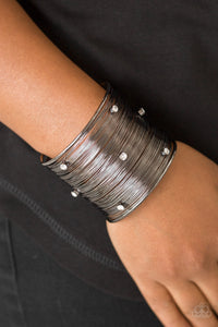 Paparazzi Professional Prima Donna Black Gunmetal Cuff Bracelet - Glitzygals5dollarbling Paparazzi Boutique 