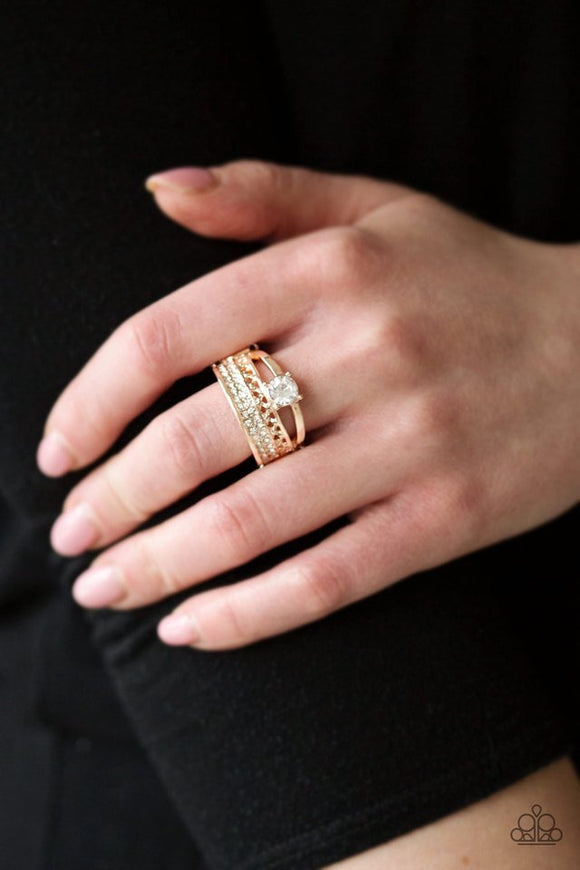 Paparazzi The Overachiever Rose Gold Ring - Glitzygals5dollarbling Paparazzi Boutique 