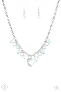 Paparazzi Keep Me In Your Heart - Blue - Silver Necklace and matching Earrings Fashion Fix Exclusive May 2018 - Glitzygals5dollarbling Paparazzi Boutique 