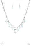 Paparazzi Keep Me In Your Heart - Blue - Silver Necklace and matching Earrings Fashion Fix Exclusive May 2018 - Glitzygals5dollarbling Paparazzi Boutique 
