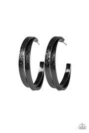 Paparazzi High-Class Shine Black Gunmetal Hoop Earrings - Glitzygals5dollarbling Paparazzi Boutique 