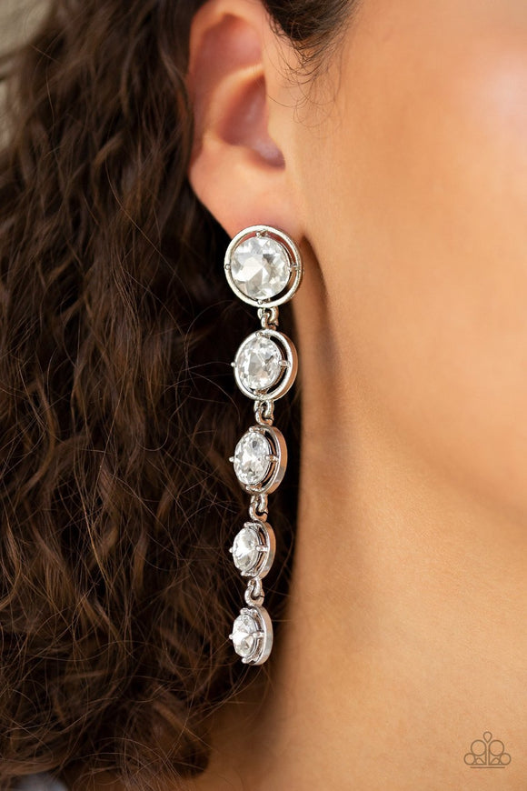 Paparazzi Drippin’ in Starlight White Post Earrings - Glitzygals5dollarbling Paparazzi Boutique 