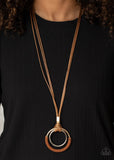 Paparazzi Elliptical Essence - Brown - Gold Hoops - Necklace & Earrings - Glitzygals5dollarbling Paparazzi Boutique 