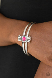 Paparazzi Adobe Sunset - Pink Stone - Silver Cuff Bracelet - Glitzygals5dollarbling Paparazzi Boutique 
