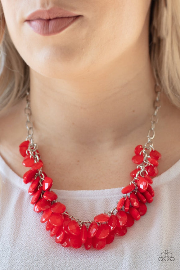 Paparazzi Colorfully Clustered Red Necklace - Glitzygals5dollarbling Paparazzi Boutique 