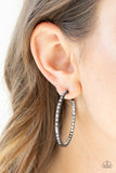 Paparazzi Comin’ Into Money Black Rhinestone Hoop Earrings - Glitzygals5dollarbling Paparazzi Boutique 