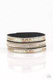 Paparazzi Fashion Fanatic - Gold - White Rhinestones Wrap Snap Bracelet - Glitzygals5dollarbling Paparazzi Boutique 