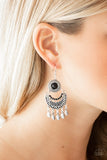 Paparazzi Mantra to Mantra - Black Beaded Center - Silver Crescent - Fringe Earrings - Glitzygals5dollarbling Paparazzi Boutique 