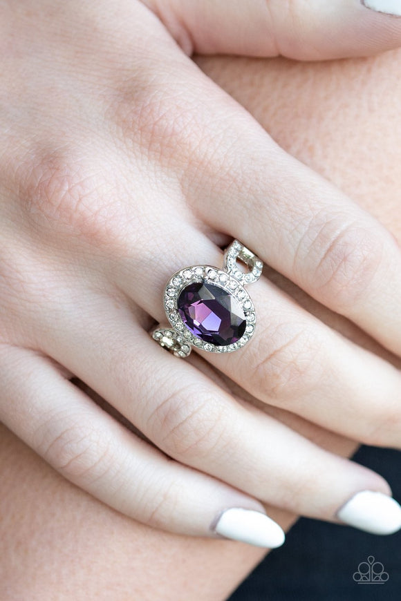 Paparazzi Magnificent Majesty - Purple Gem - White Rhinestones - Dainty Band Ring - Glitzygals5dollarbling Paparazzi Boutique 