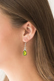 Paparazzi 5th Avenue Fireworks - Green Teardrop Gem - White Rhinestones - Earrings - Glitzygals5dollarbling Paparazzi Boutique 