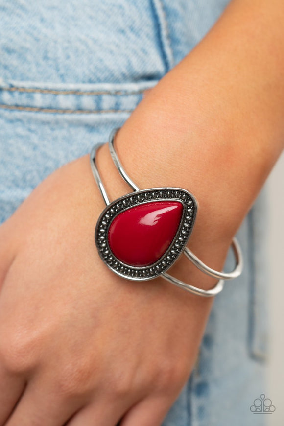 Paparazzi Over The Top Pop - Red - Hinged Bracelet - Glitzygals5dollarbling Paparazzi Boutique 