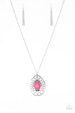 Paparazzi Summer Sunbeam - Pink Stone - Silver Necklace and matching Earrings - Glitzygals5dollarbling Paparazzi Boutique 