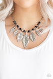 Paparazzi Highland Harvester black feather leaf Necklace - Glitzygals5dollarbling Paparazzi Boutique 