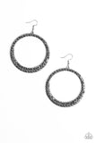 Paparazzi So Demanding - Silver - Hematite Rhinestones - Silver Hoop Earrings - Glitzygals5dollarbling Paparazzi Boutique 