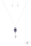 Paparazzi Unlock Every Door - Purple - Cat's Eye Moonstone - Silver Key Charm - Necklace - Black Diamond Exclusive 2020 - Glitzygals5dollarbling Paparazzi Boutique 
