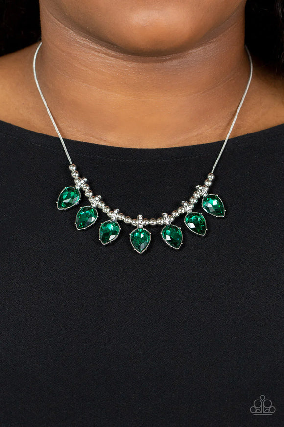 Crown Jewel Couture Green ~ Paparazzi Necklace - Glitzygals5dollarbling Paparazzi Boutique 