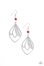 Absolutely Airborne- Red and Silver Earrings- Paparazzi Accessories - Glitzygals5dollarbling Paparazzi Boutique 