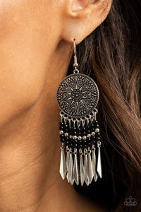 Sun Warrior - black - Paparazzi earrings - Glitzygals5dollarbling Paparazzi Boutique 