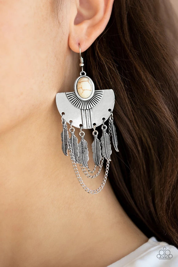 Sure Thing Chief - white - Paparazzi earrings - Glitzygals5dollarbling Paparazzi Boutique 
