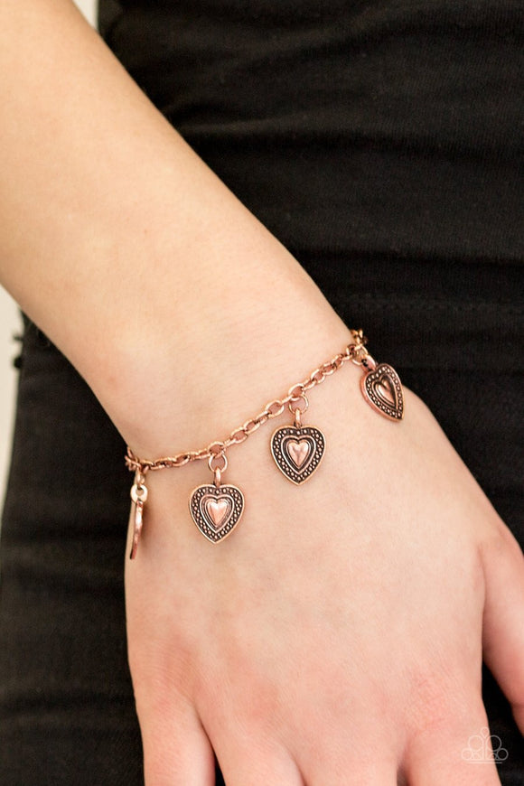 Paparazzi My Everything Copper Heart Bracelet - Glitzygals5dollarbling Paparazzi Boutique 