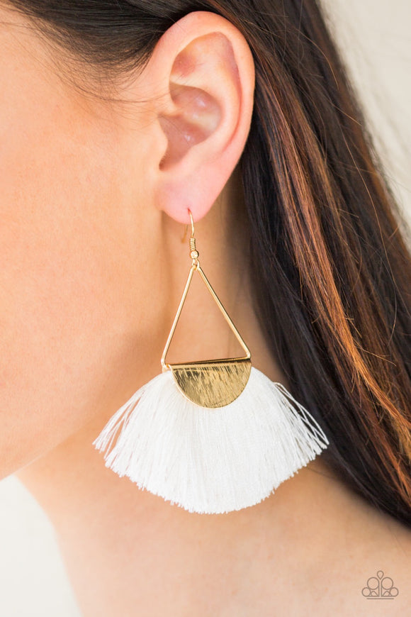 Paparazzi Modern Mayan White Fringe Earrings - Glitzygals5dollarbling Paparazzi Boutique 