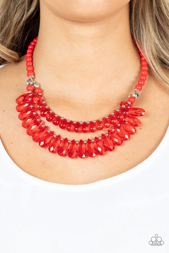 All Across the Globetrotter Red ~ Paparazzi Necklace - Glitzygals5dollarbling Paparazzi Boutique 