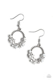 Paparazzi Refined Razzle - White - Pearls and Rhinestones - Silver Hoop Earrings - Glitzygals5dollarbling Paparazzi Boutique 