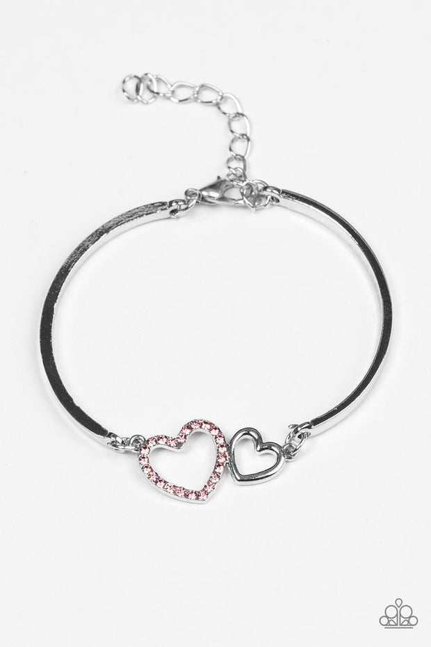 Paparazzi The Show LUST Go On! Pink Silver Heart Bracelet - Glitzygals5dollarbling Paparazzi Boutique 