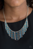 Paparazzi Harlem Hideaway - Blue - Tassel Necklace & Earrings - Glitzygals5dollarbling Paparazzi Boutique 