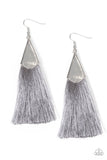 Paparazzi In Full PLUME Silver Gray Tassel Fringe Earrings - Glitzygals5dollarbling Paparazzi Boutique 