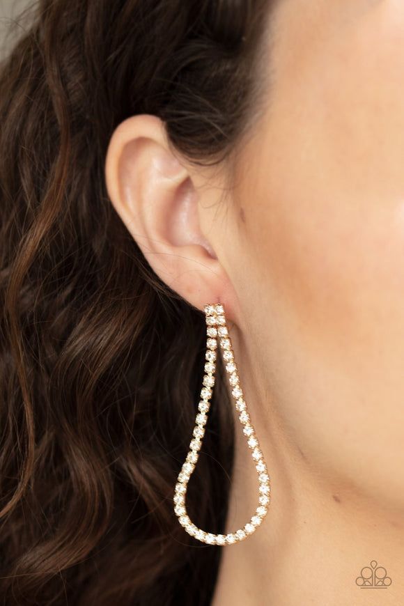 Paparazzi Diamond Drops - Gold - White Rhinestones - Post Earrings - Glitzygals5dollarbling Paparazzi Boutique 